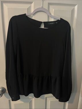 Apt. 9 Black Long-Sleeve Peplum Top